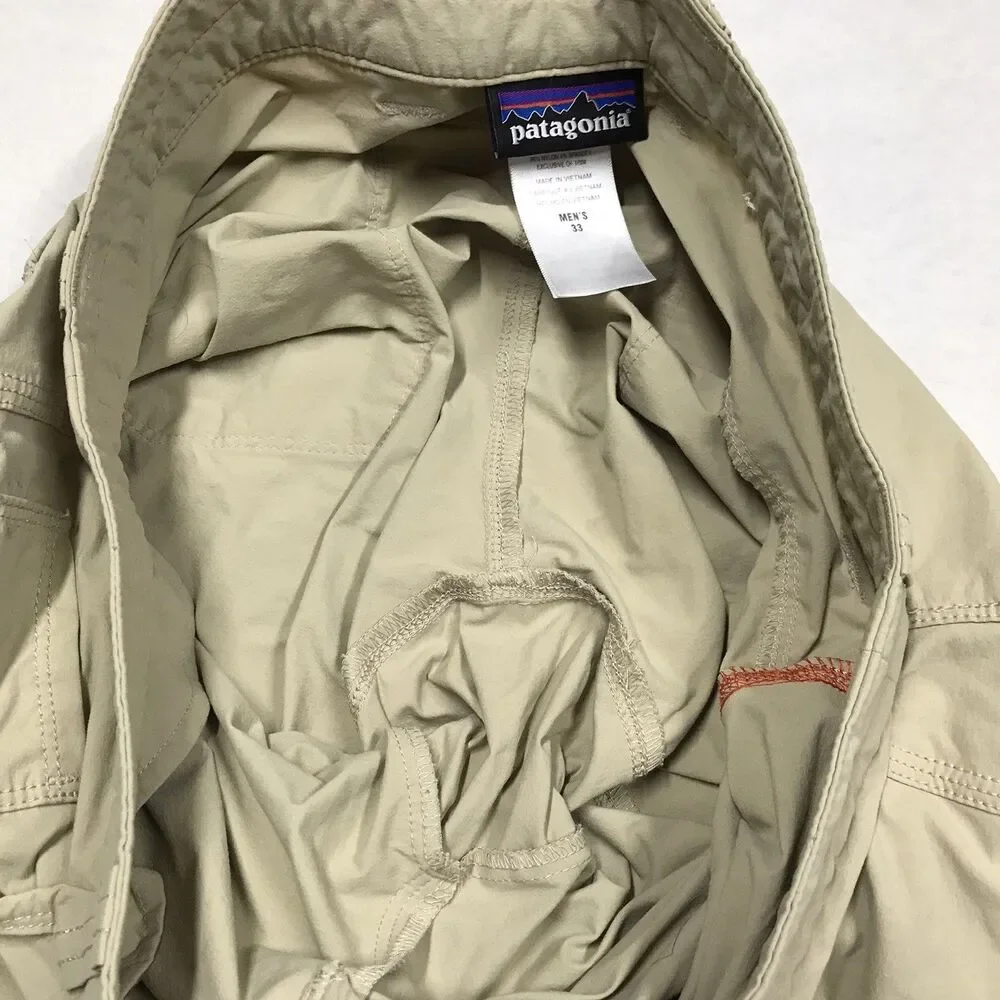 PATAGONIA Quandary Shorts Men 33W Tan Outdoor Hiking Lightweight Nylon Stretch